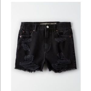 black high waisted denim shorts